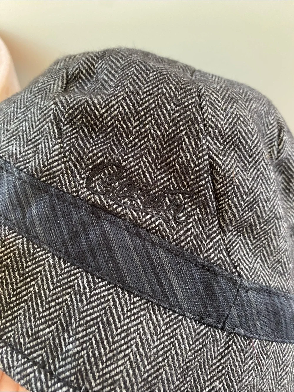 GOORIN BROS Cloche Hat Black White Herringbone Size Small